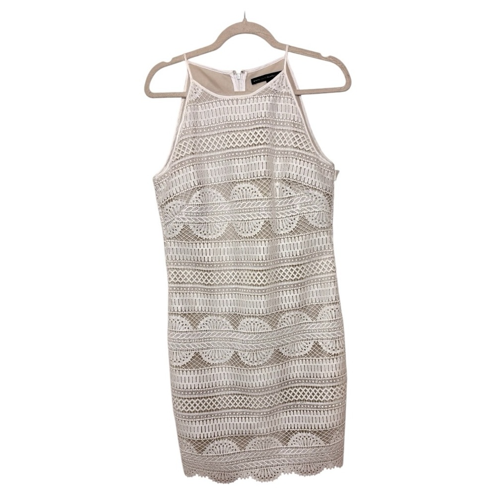 White House Black Market Off White Lace Shift Halter Dress Cocktail Evening 6 - Picture 3 of 10